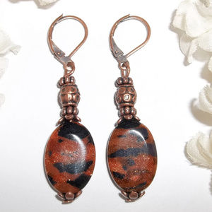 Boho Earrings Woman Sandstone Sunstone Set 4290